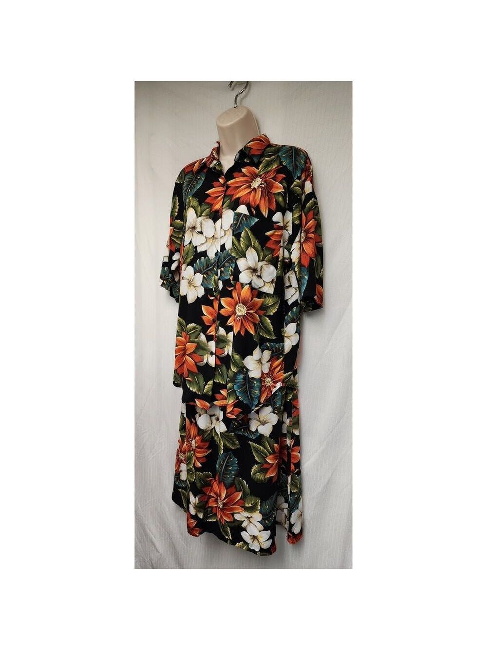 Vintage Michelle Leslie of California 2PC Rayon Tropical Floral Skirt Set Size M - Picture 6 of 11